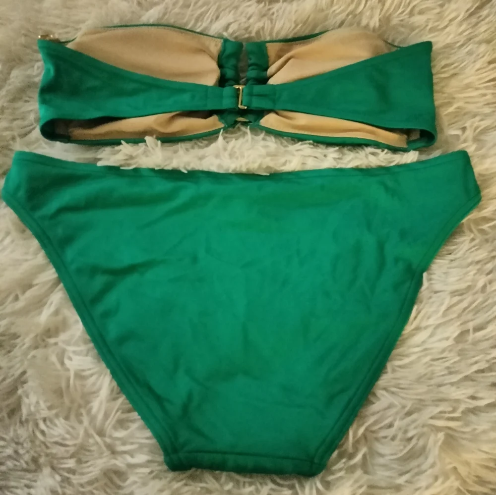 Rare 2009 Vintage Victoria's Secret Strapless Green Jaguar Bikini